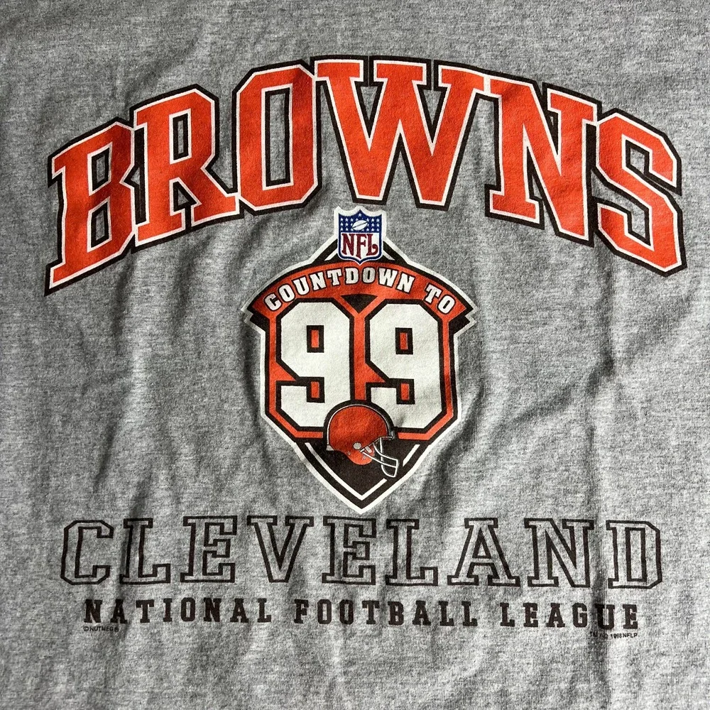 VTG Cleveland Browns T Shirt Mens Large 90s NFL Football Tee Lee Countdown to 99